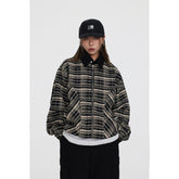 Unisex Jacket Vintage Plaid Coat Men's and Women's Loose Cargo Jacket
